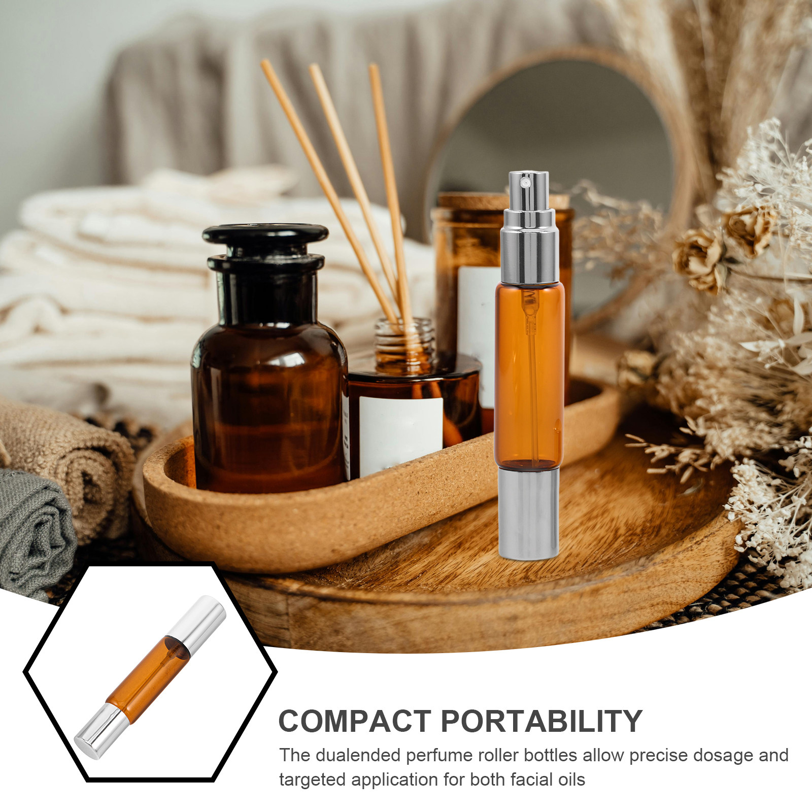 8Pcs Amber Glass Essential Oil - Perfume Travel Set recension och pris